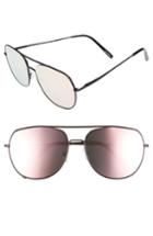 Women's Quay Australia Living Large 60mm Mirrored Aviator Sunglasses - Black/ Pink