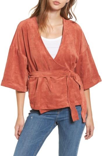 Women's Tularosa Rory Faux Suede Wrap Top - Orange