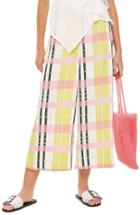 Women's Topshop Check Crop Wide Trousers Us (fits Like 6-8) - Yellow