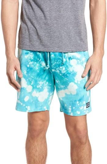 Men's Obey Paloma Bleach Dyed Shorts - Blue/green