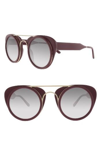 Women's Smoke X Mirrors Soda Pop 3 47mm Round Sunglasses - Burgundy/ Burgundy/ Gold