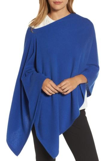 Women's Halogen Convertible Cashmere Poncho, Size - Blue
