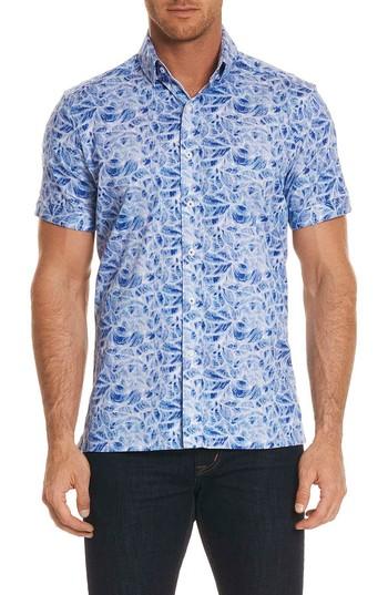 Men's Robert Graham Booker Tailored Fit Print Sport Shirt - Blue
