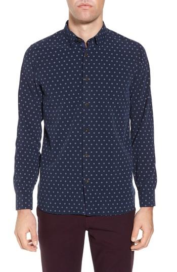 Men's Ted Baker London Ilensky Micro Diamond Trim Sport Shirt (xxl) - Blue