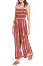 Women's Bp. Smocked Ruffle Hem Jumpsuit, Size - Metallic