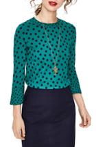 Women's Boden High Neck Flare Cuff Top - Green