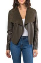 Women's Bagatelle Drape Faux Leather & Faux Suede Jacket - Green