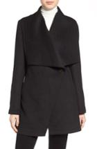 Women's Laundry By Shelli Segal Double Face Drape Collar Coat - Black