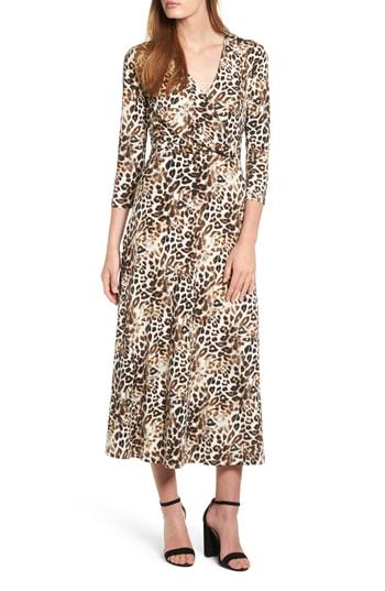 Women's Chaus Leopard Faux Wrap Maxi Dress - Black