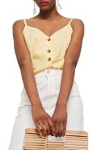 Women's Topshop Button Through Camisole Top Us (fits Like 6-8) - Yellow