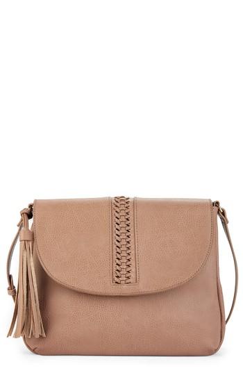 Sole Society Tara Stitch Detail Faux Leather Crossbody Bag - Grey