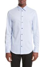 Men's Armani Collezioni Geometric Neat Jacquard Sport Shirt, Size - Blue