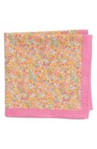 Men's Nordstrom Men's Shop Graffiti Floral Cotton Pocket Square, Size - Orange