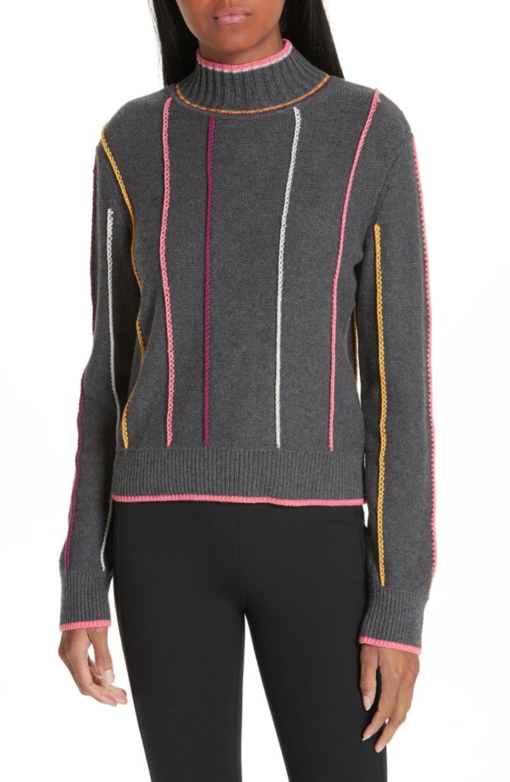 Women's Rag & Bone Tom Stripe Knit Sweater, Size - Grey