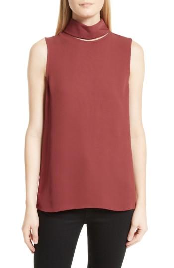 Women's Theory Classic Slit Collar Silk Top