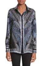 Women's Versace Collection Scarf Print Silk Blouse Us / 42 It - Blue