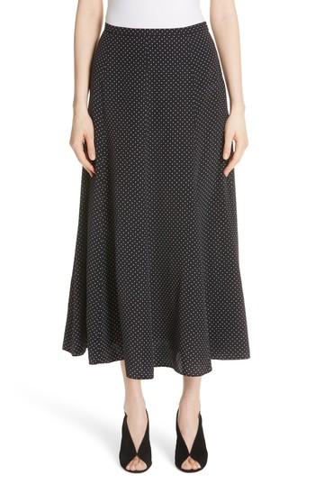 Women's Max Mara Pitone Polka Dot Print Silk Skirt Us / 50 It - Black