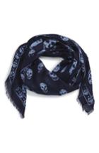 Men's Alexander Mcqueen Skull Print Modal & Silk Scarf, Size - Blue