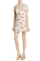 Women's The Kooples Lace Inset Floral Silk Dress - Ivory