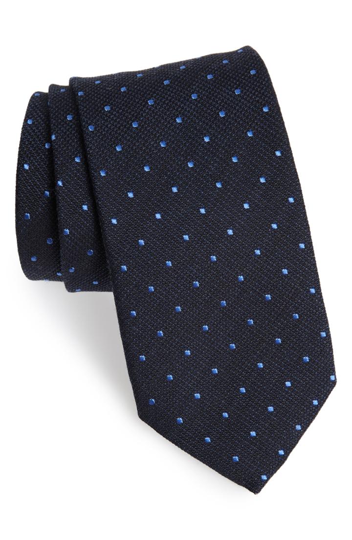 Men's Eton Dot Cotton Blend Tie, Size - Blue