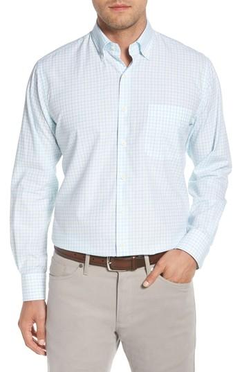 Men's Peter Millar Crown Finish Wetland Tattersall Sport Shirt - Blue