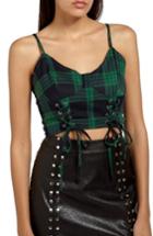 Women's Missguided Plaid Bustier Top Us / 6 Uk - Green