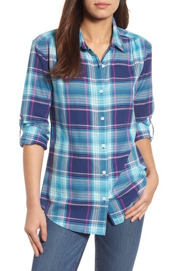 Women's Tommy Bahama Play It Again Plaid Long Sleeve Shirt - Blue