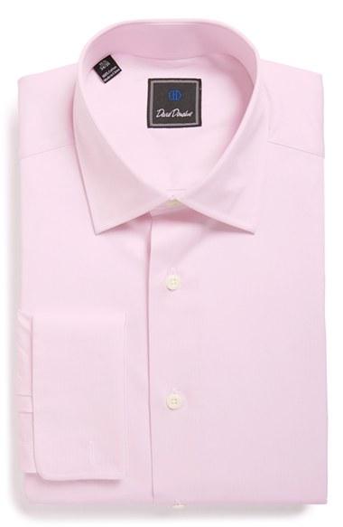 Men's David Donahue Regular Fit Stripe Dress Shirt 32/33 - Pink