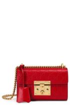 Gucci Small Padlock Signature Leather Shoulder Bag - Red