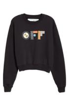 Women's Off-white Flags Crop Crewneck Sweatshirt
