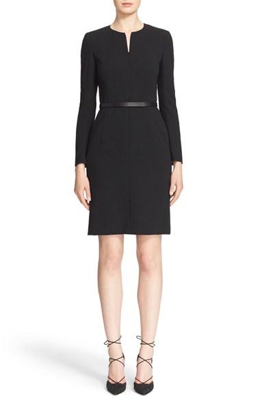 Women's Akris Belted Zip Front Wool Blend Dress