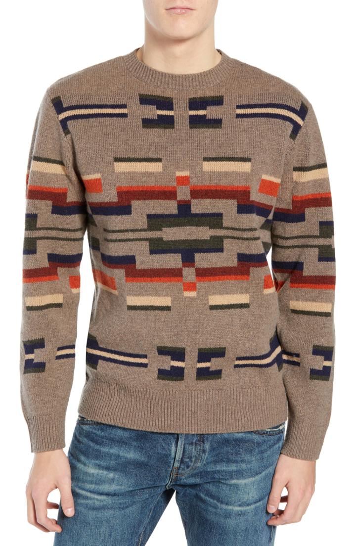 Men's Pendleton Outdoor Wool Sweater - Brown