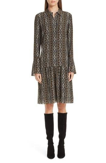 Women's Lafayette 148 New York Sansa Kilim Silk Dress - Green