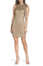 Women's Mac Duggal Tie Neck Body-con Dress - Metallic
