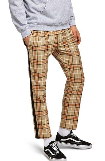 Men's Topman Check Jogger Pants X 32 - Beige