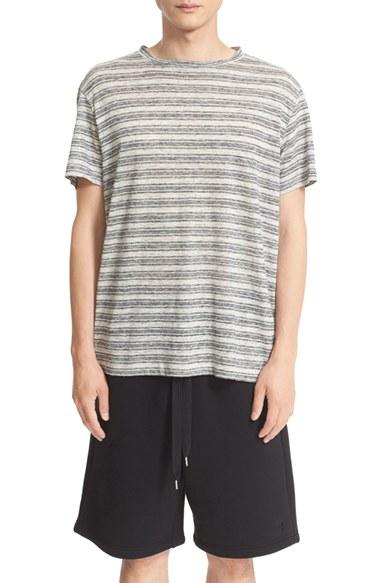 Men's T By Alexander Wang Linen Stripe T-shirt