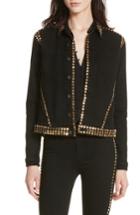 Women's L'agence Celine Studded Denim Jacket - Black