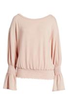 Women's Hinge Brushed Smocked Sweatshirt - Pink