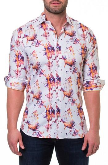 Men's Maceoo Luxor Firewood Orange Slim Fit Sport Shirt (l) - Orange