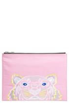 Kenzo Kanvas Tiger Embroidered A4 Pouch - Pink