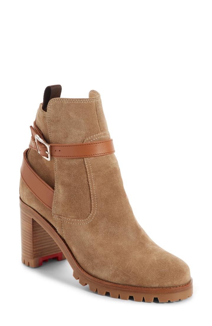 Women's Christian Louboutin Trapeurdekoi Strappy Bootie Us / 36eu - Beige
