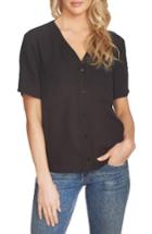 Women's 1.state V-neck Button Front Blouse, Size - Black