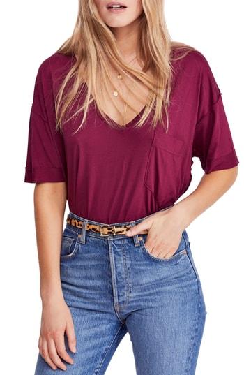 Women's Free People Ronnie Tee - Burgundy