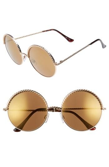 Women's Bp. 58mm Chain Trim Round Sunglasses - Gold/ Brown