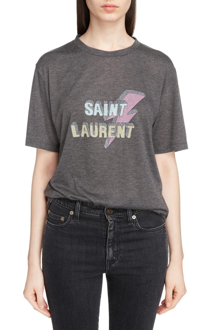 Women's Saint Laurent Lightning Logo Tee