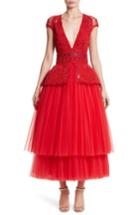 Women's Naeem Khan Embellished Tulle Peplum Dress
