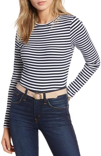 Women's 1901 Rib Crewneck Stretch Cotton Top, Size - White