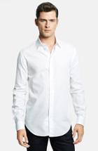Men's Armani Collezioni Modern Fit Geometric Textured Sport Shirt - White