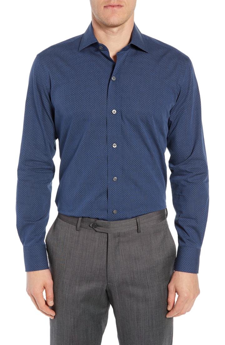 Men's Ledbury Winhall Slim Fit Check Dress Shirt - Blue