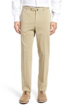 Men's Incotex Flat Front Solid Cotton Blend Trousers R - Beige